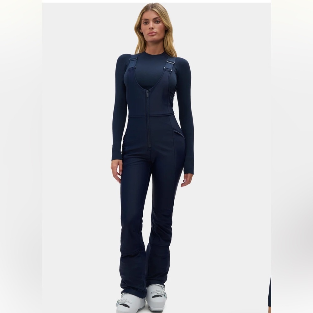 new Halfdays Isabel soft shell bib pant ski overalls in navy blue